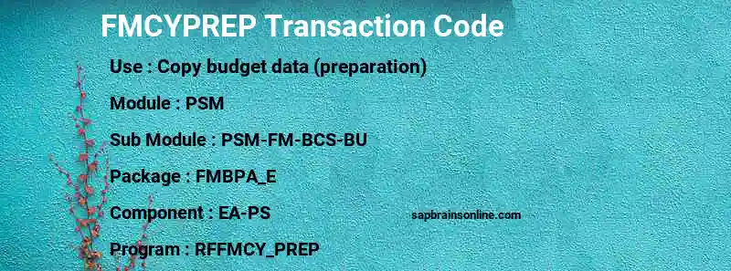 SAP FMCYPREP transaction code