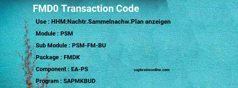 SAP FMD0 transaction code