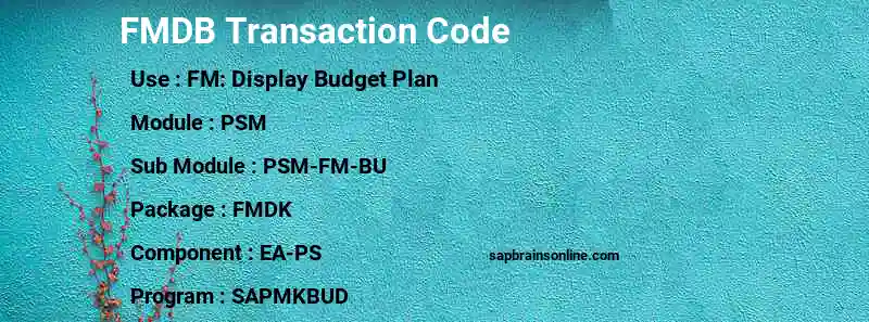 SAP FMDB transaction code