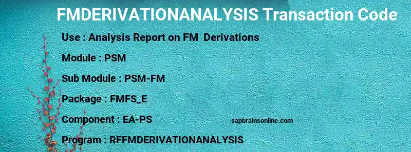 SAP FMDERIVATIONANALYSIS transaction code