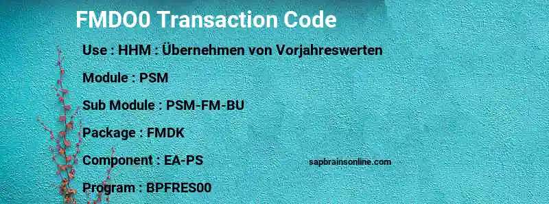 SAP FMDO0 transaction code