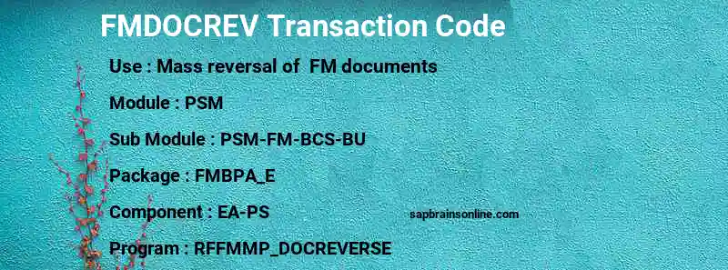 SAP FMDOCREV transaction code