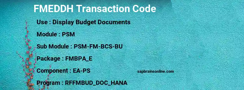 SAP FMEDDH transaction code