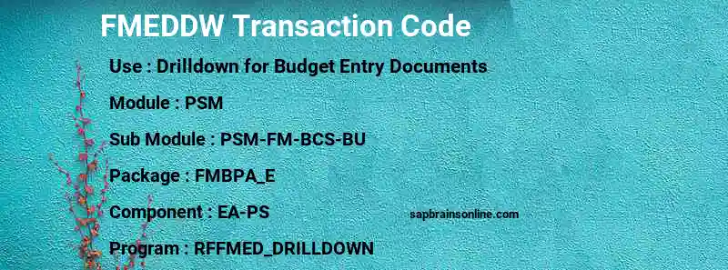 SAP FMEDDW transaction code