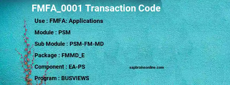 SAP FMFA_0001 transaction code