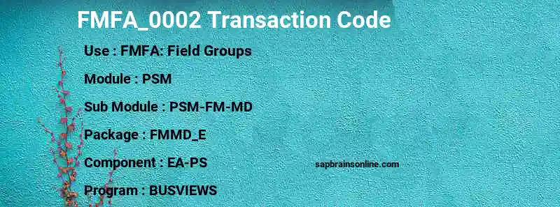 SAP FMFA_0002 transaction code