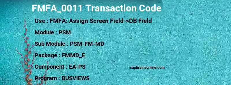 SAP FMFA_0011 transaction code