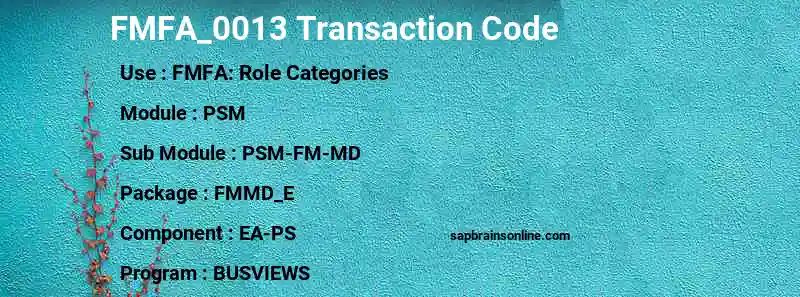 SAP FMFA_0013 transaction code