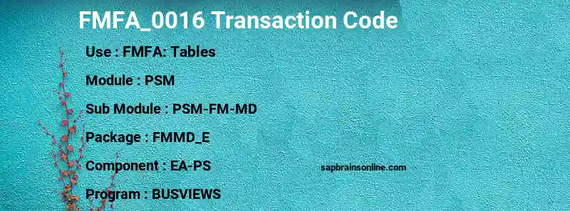 SAP FMFA_0016 transaction code