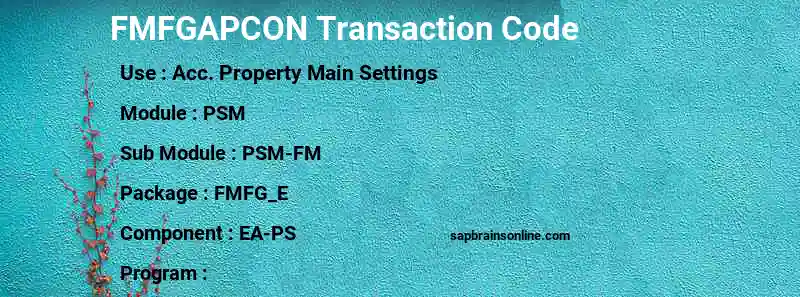 SAP FMFGAPCON transaction code