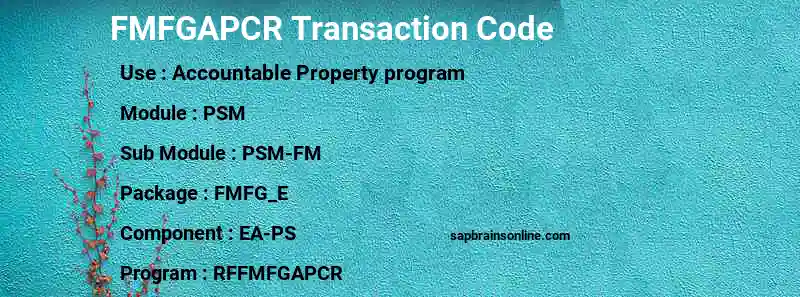 SAP FMFGAPCR transaction code