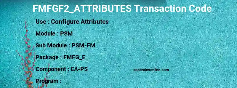 SAP FMFGF2_ATTRIBUTES transaction code