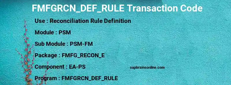 SAP FMFGRCN_DEF_RULE transaction code
