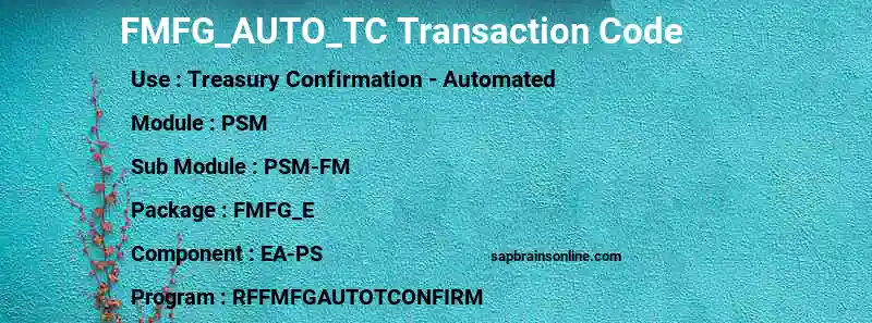 SAP FMFG_AUTO_TC transaction code