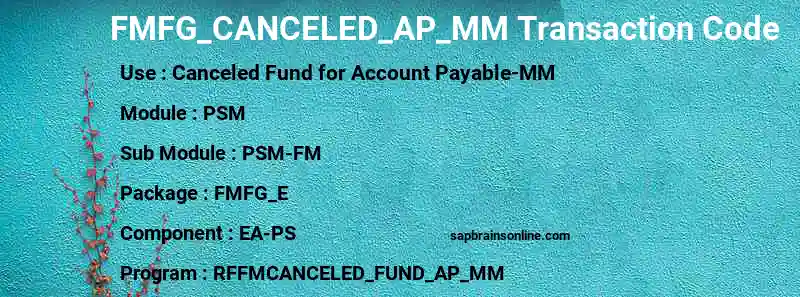 SAP FMFG_CANCELED_AP_MM transaction code