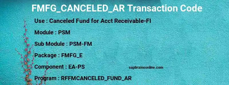 SAP FMFG_CANCELED_AR transaction code