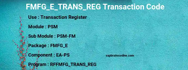 SAP FMFG_E_TRANS_REG transaction code