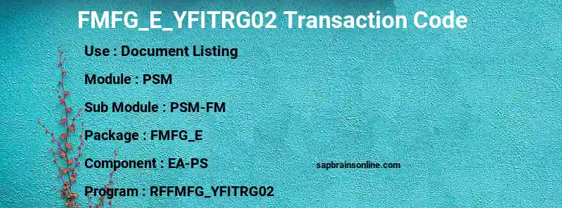 SAP FMFG_E_YFITRG02 transaction code