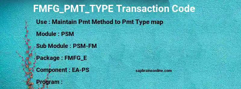 SAP FMFG_PMT_TYPE transaction code