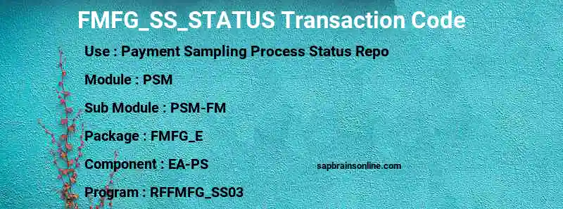 SAP FMFG_SS_STATUS transaction code