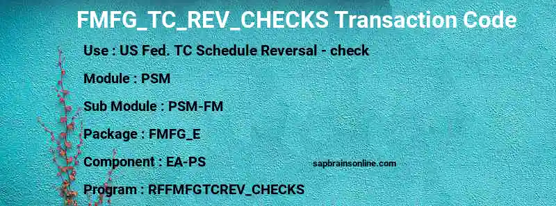 SAP FMFG_TC_REV_CHECKS transaction code