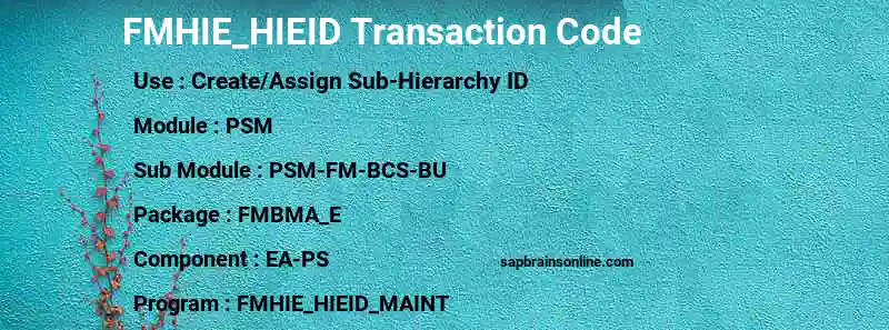 SAP FMHIE_HIEID transaction code