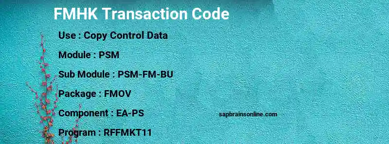 SAP FMHK transaction code