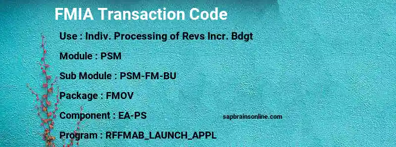 SAP FMIA transaction code