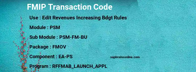 SAP FMIP transaction code