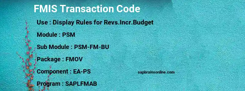 SAP FMIS transaction code