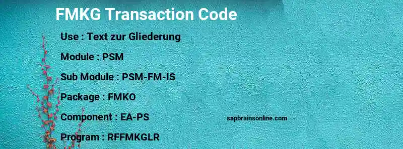 SAP FMKG transaction code