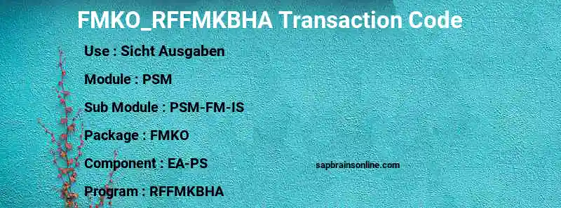 SAP FMKO_RFFMKBHA transaction code