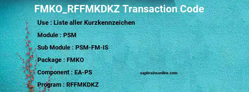 SAP FMKO_RFFMKDKZ transaction code