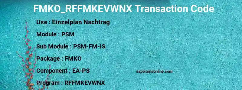 SAP FMKO_RFFMKEVWNX transaction code