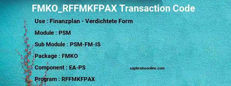 SAP FMKO_RFFMKFPAX transaction code