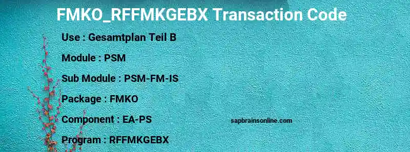 SAP FMKO_RFFMKGEBX transaction code