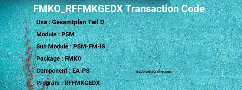 SAP FMKO_RFFMKGEDX transaction code