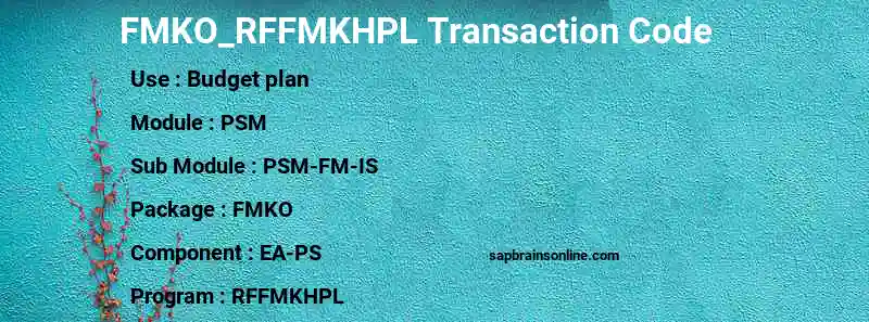 SAP FMKO_RFFMKHPL transaction code
