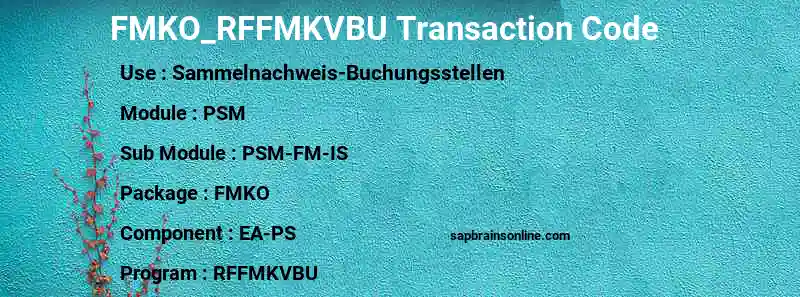 SAP FMKO_RFFMKVBU transaction code
