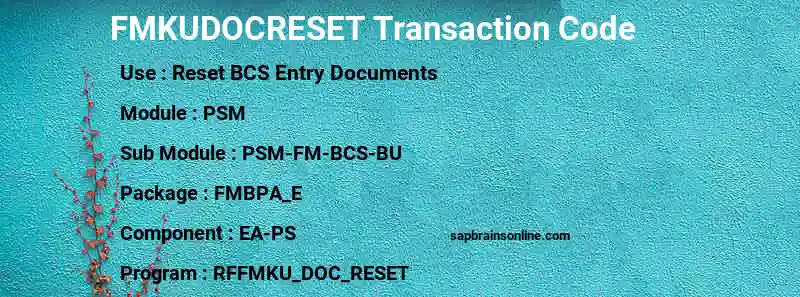 SAP FMKUDOCRESET transaction code