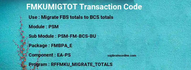 SAP FMKUMIGTOT transaction code