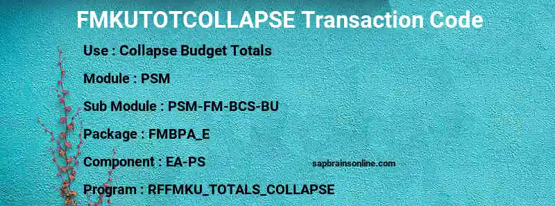 SAP FMKUTOTCOLLAPSE transaction code