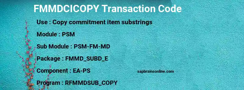 SAP FMMDCICOPY transaction code