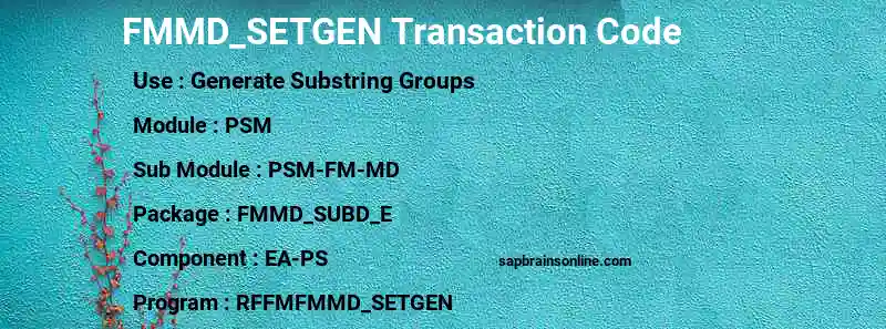 SAP FMMD_SETGEN transaction code