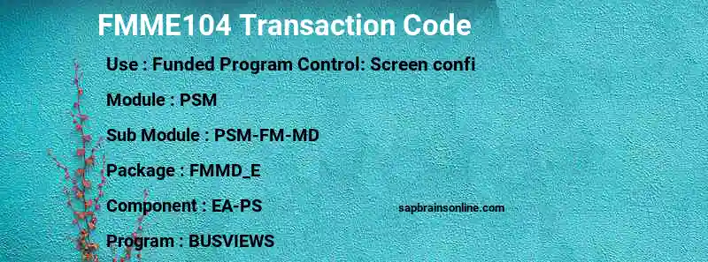 SAP FMME104 transaction code