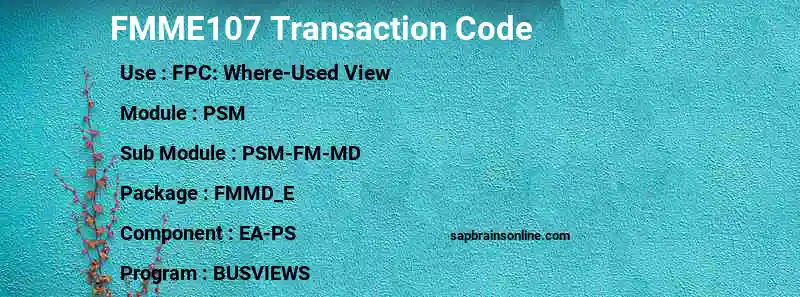 SAP FMME107 transaction code