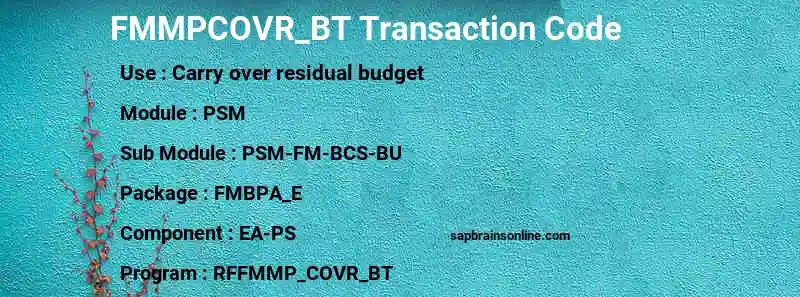 SAP FMMPCOVR_BT transaction code