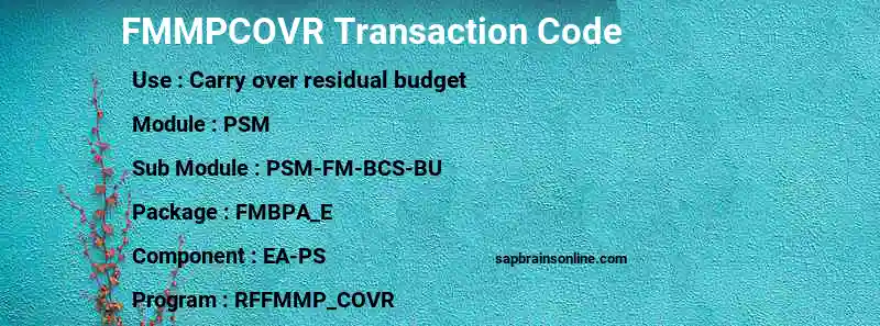 SAP FMMPCOVR transaction code