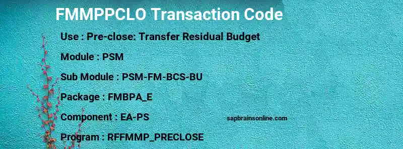 SAP FMMPPCLO transaction code