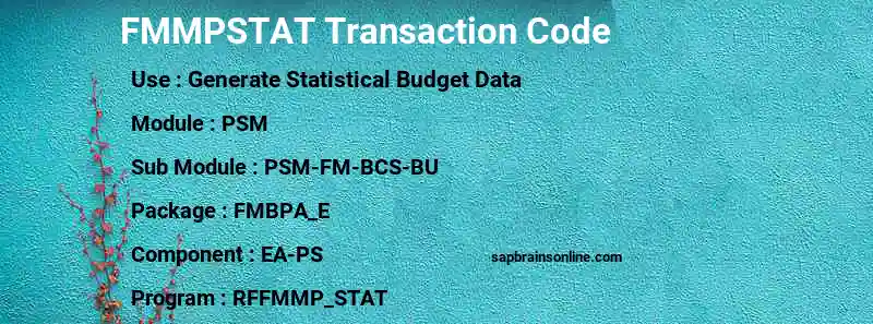 SAP FMMPSTAT transaction code